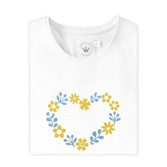 Mädchen Trachten T-Shirt Blumenherz blau gelb