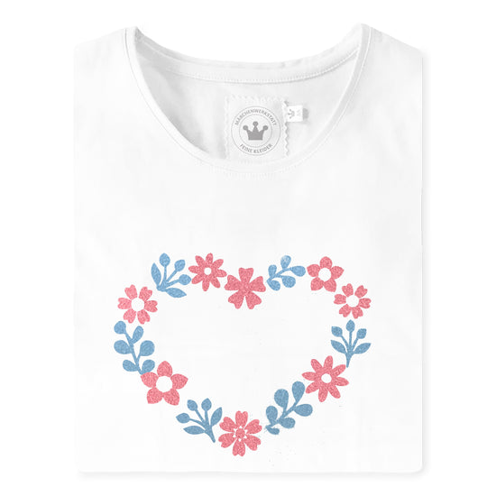 Mädchen Trachten T-Shirt Blumenherz blau rosa