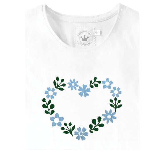 Mädchen Trachten T-Shirt Blumenherz blau grün