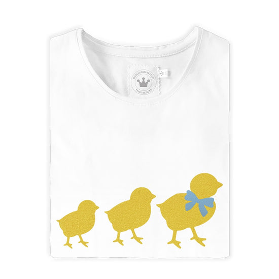 exklusives Mädchen T-Shirt mit gelben Osterküken 