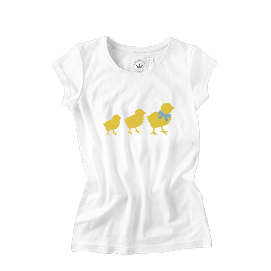 exklusives Mädchen T-Shirt mit gelben Osterküken 