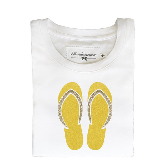 Mädchen T-Shirt Flip Flop gelb mit Glitzer