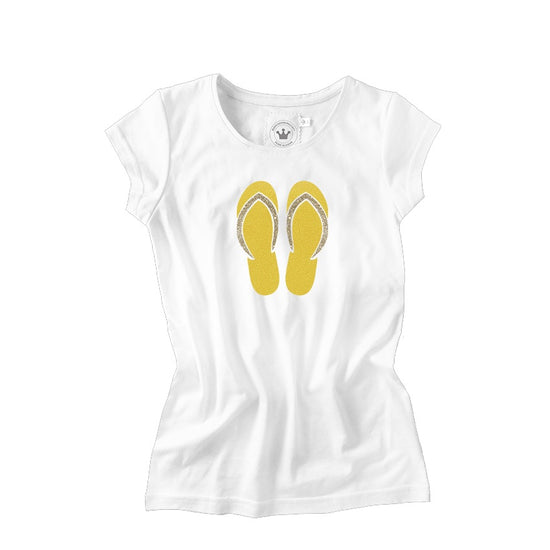 Mädchen T-Shirt Flip Flop gelb mit Glitzer