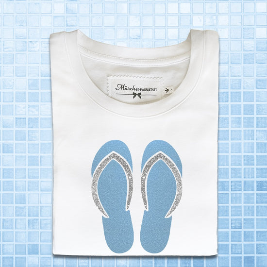 Mädchen T-Shirt Flip Flop hellblau mit Glitzer