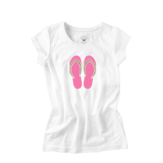 Mädchen T-Shirt Flip Flop rosa mit Glitzer