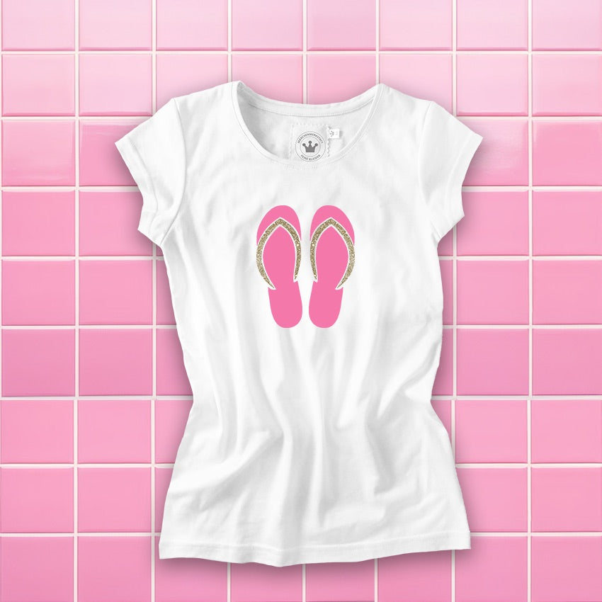 Mädchen T-Shirt Flip Flop rosa mit Glitzer