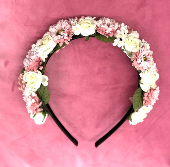Blumen Haarreif rosa weißen Rosen - Märchenwerkstatt Shop