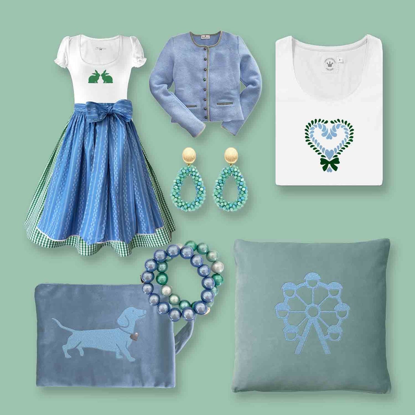 Alpiner Lifetstyle mit Dackelkissen, modernen Dirndl, T-Shirts mit Hirschprint