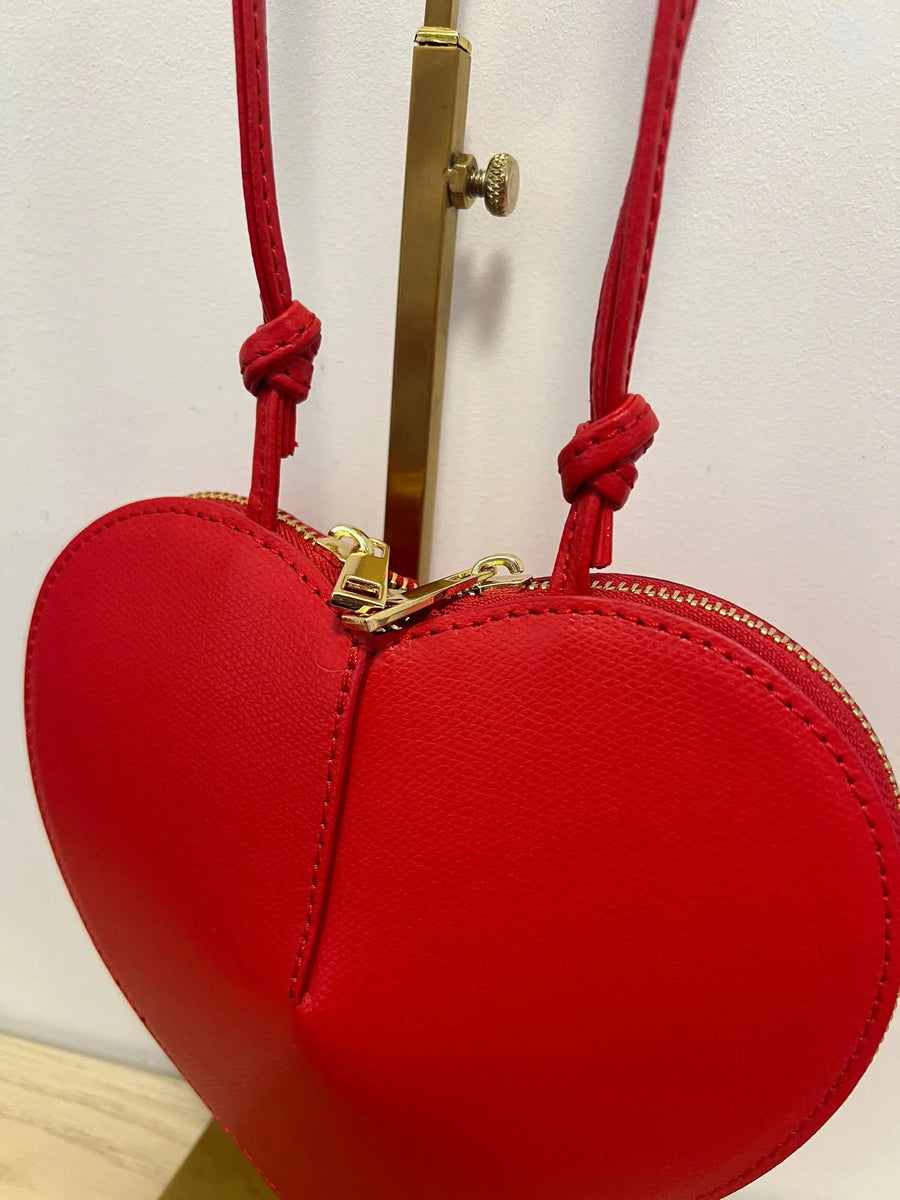 Oktoberfest Herzl Tasche aus Leder- rot