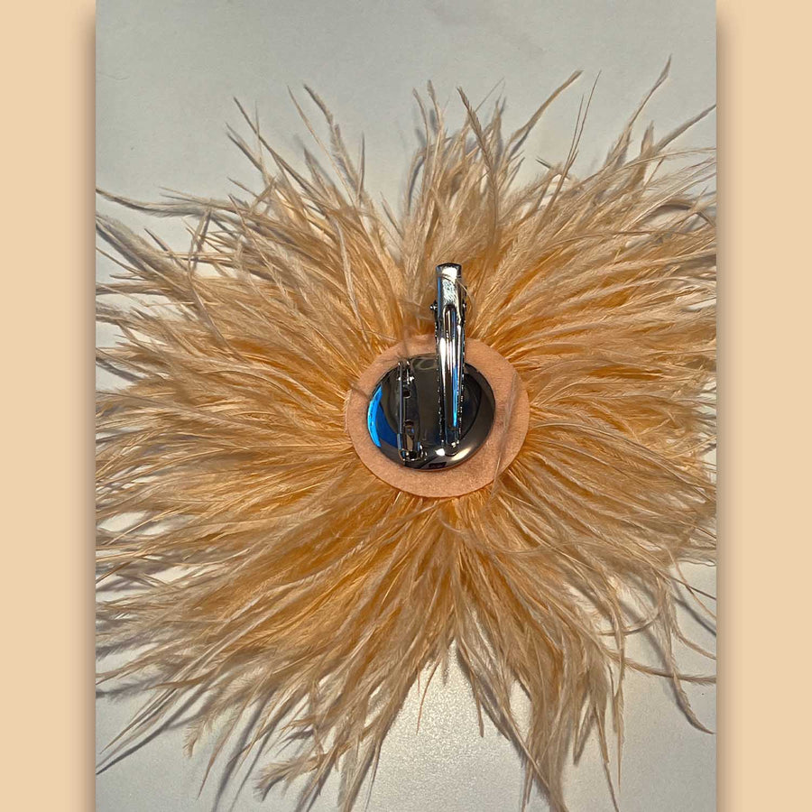 Anstecker Brosche Feder apricot back
