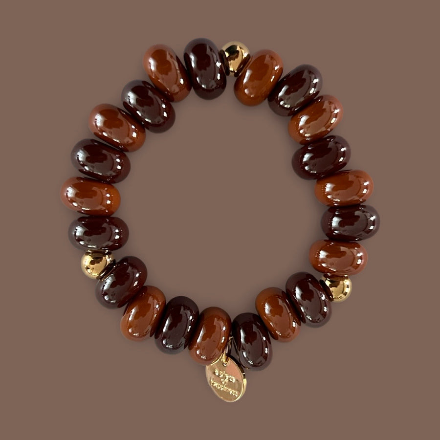 Armband chunky perlen Schokobraun