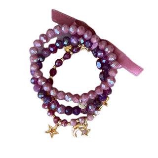 
                    
                      Armband dreifach rosa beere gold Perlen Charms Sterne
                    
                  