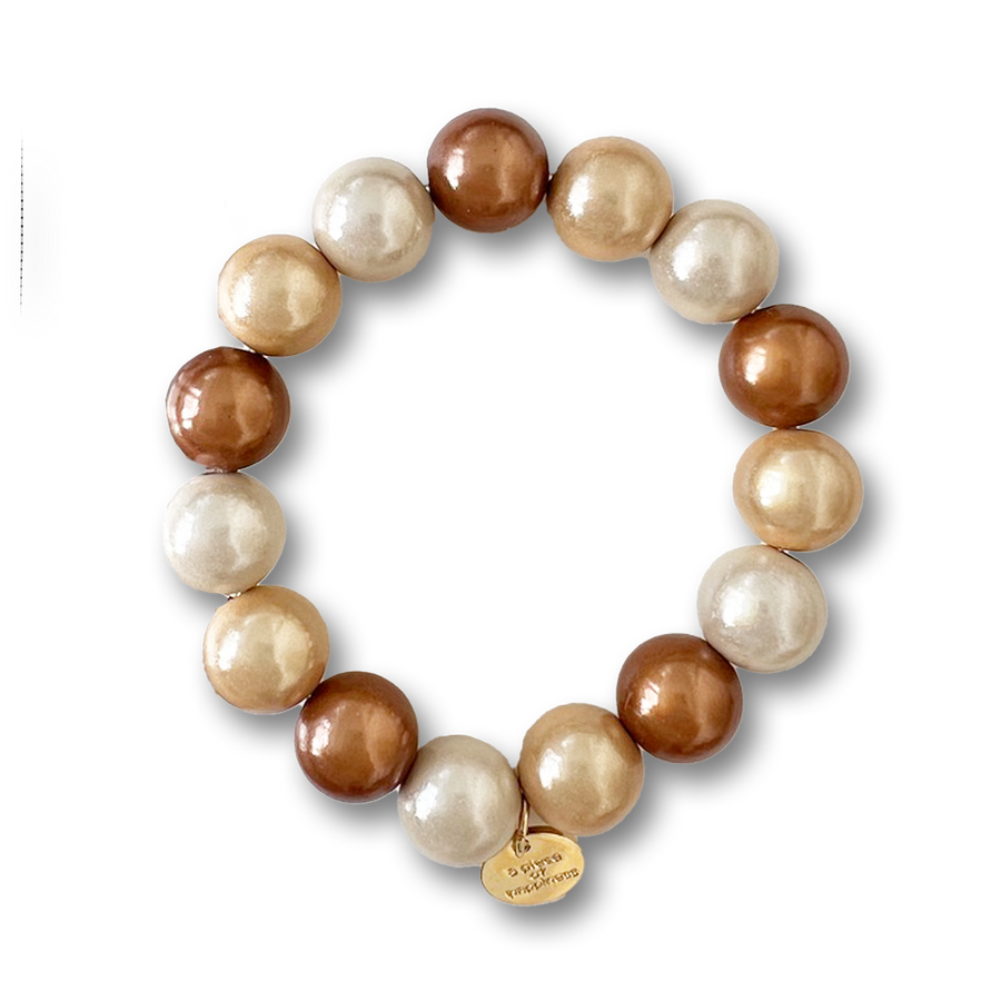 chunky Perlenarmband beige-gold