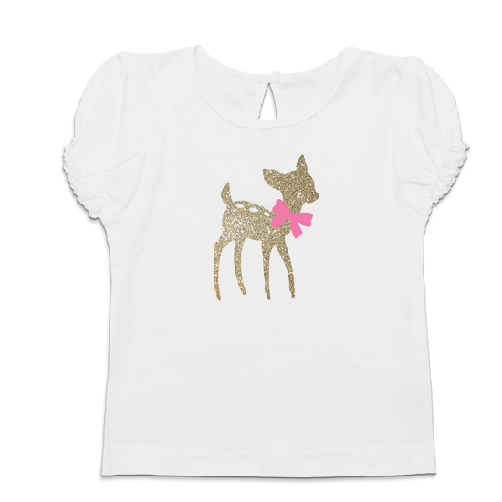 Baby T-Shirt Mädchen Glitzer Bambi mit Schleife
