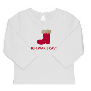 
                    
                      Weihnachts Baby T-Shirt Nikolausstiefel Ich war brav
                    
                  