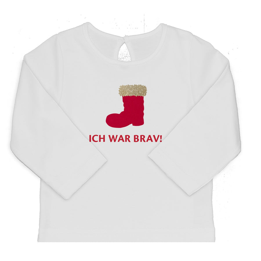 Weihnachts Baby T-Shirt Nikolausstiefel Ich war brav