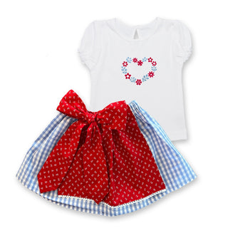 
                    
                      Babydirndl Rock hellblau Karo Schuerze rot Shirt Herz
                    
                  