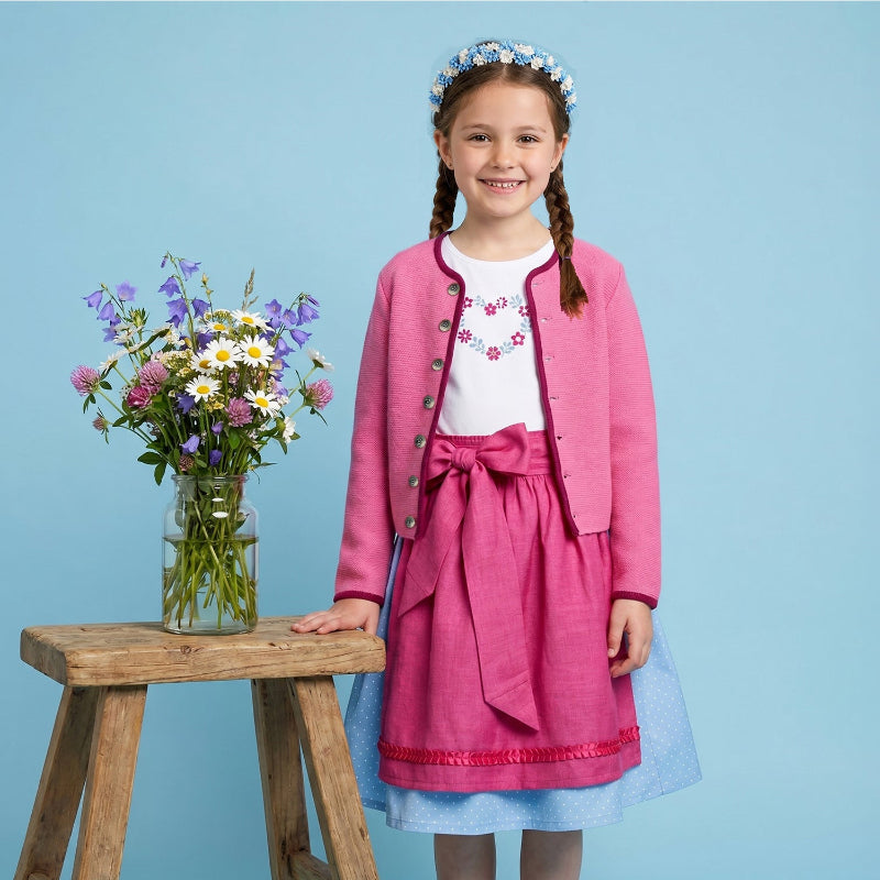 Mädchendirndl-rock-hellblau-Schuerze-pink-leinen