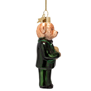 
                    
                      Seitenansicht des Weihnachtsornaments Bär in Smoking grün
                    
                  