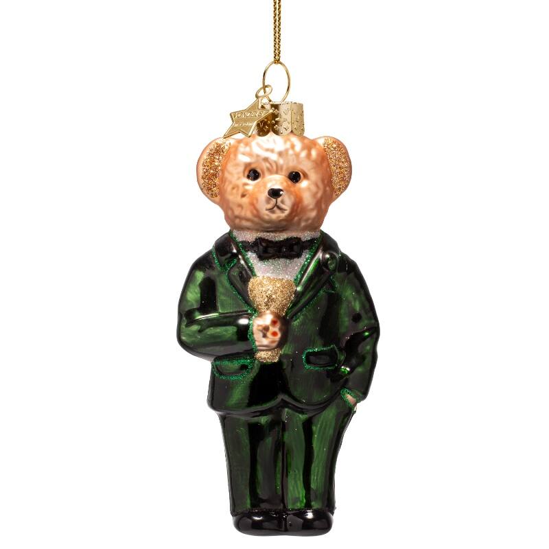 Bear-Polo-Baer-gruen-Smoking-Christbaum-Ornament