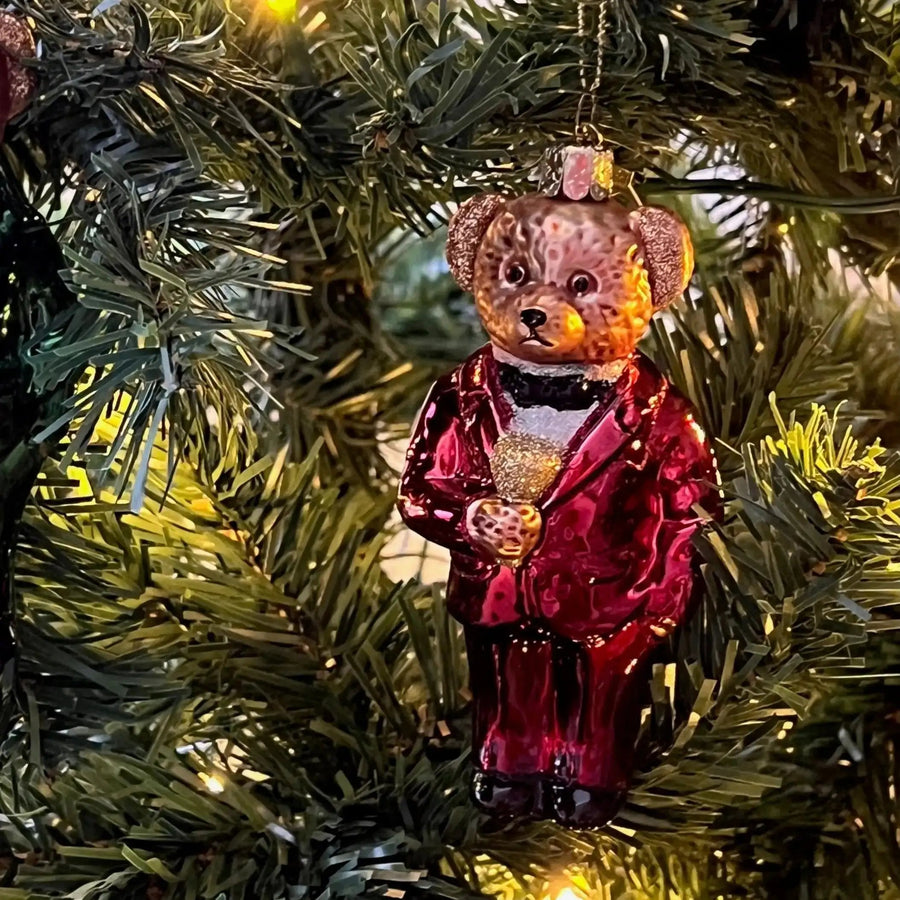 Weihnachtsbaumdekoration Bärchen, Glasornament, festliche Weihnachtsdeko, handgefertigt