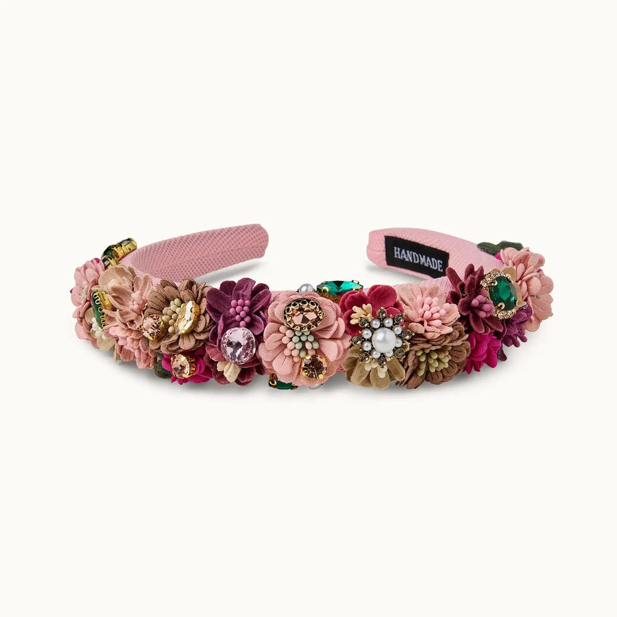 Blumenhaarreif Stoff Samt Steinchen rosa rot jpg