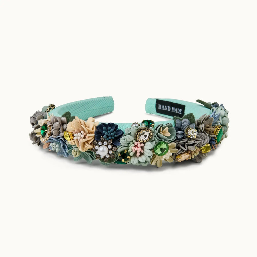 Blumenhaarreif Stoff Samt Steinchen tuerkis blau jpg