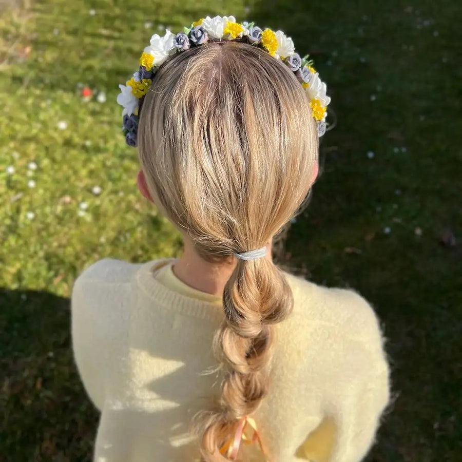 Blumenhaarreif sonnengelb weiss grau