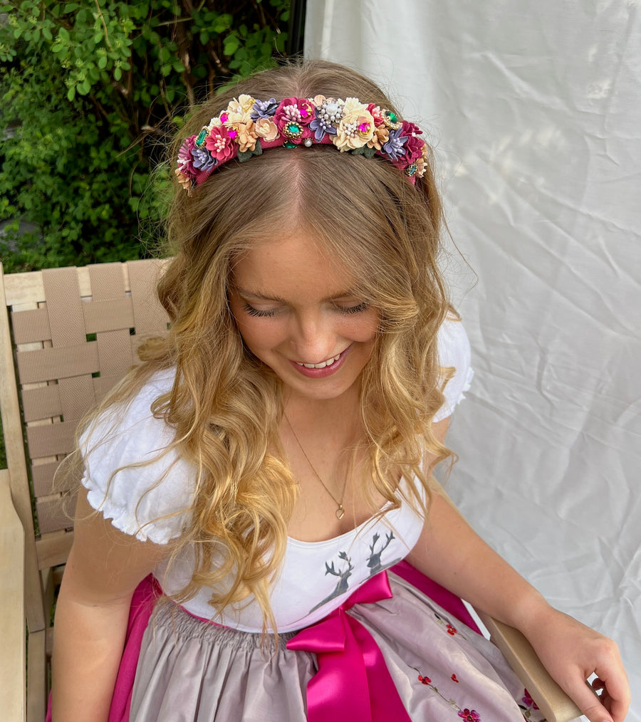 edler Blumen Haarreifen in pink by Vivi