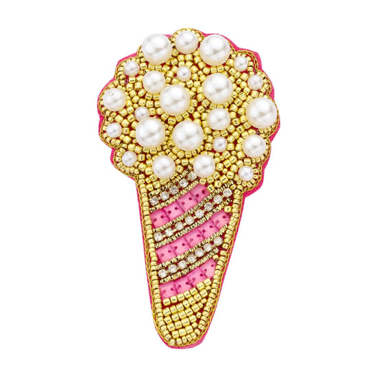Glamour-Ansteckbrosche mit Perlen und Gold