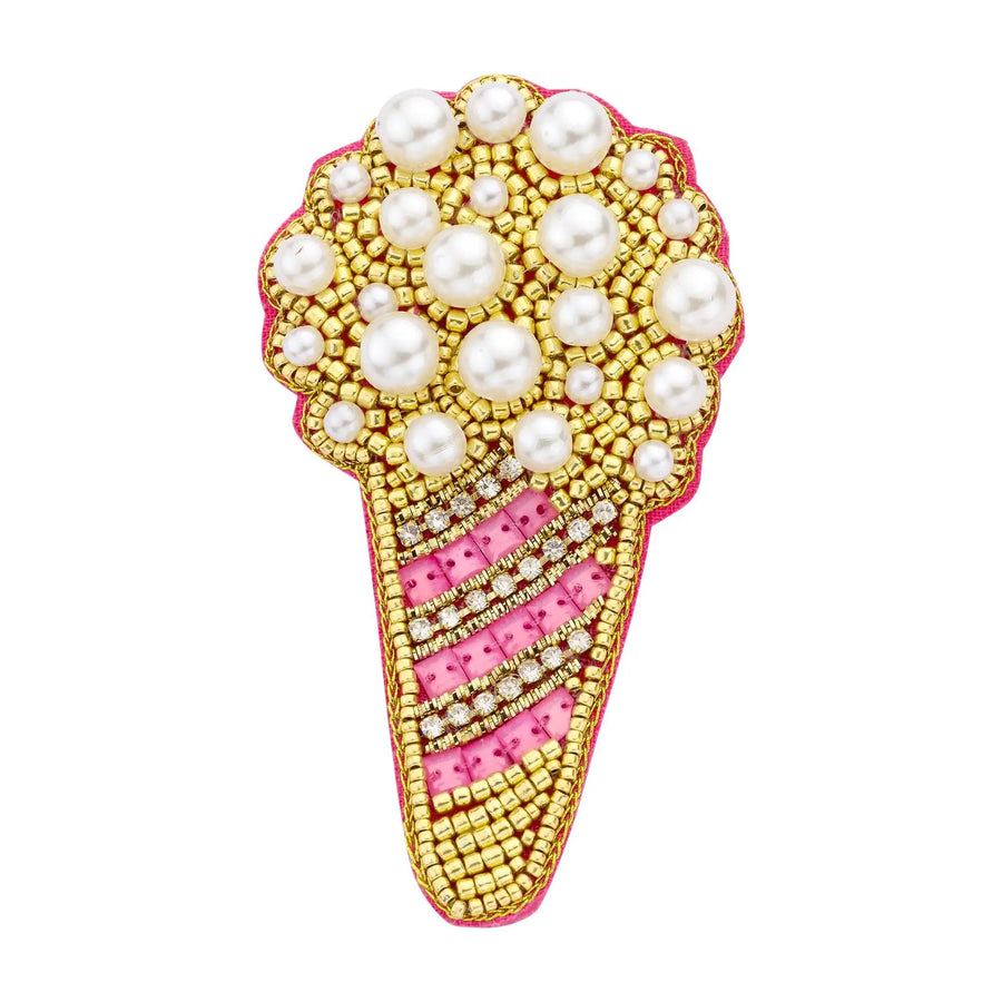 Glamour-Ansteckbrosche mit Perlen und Gold