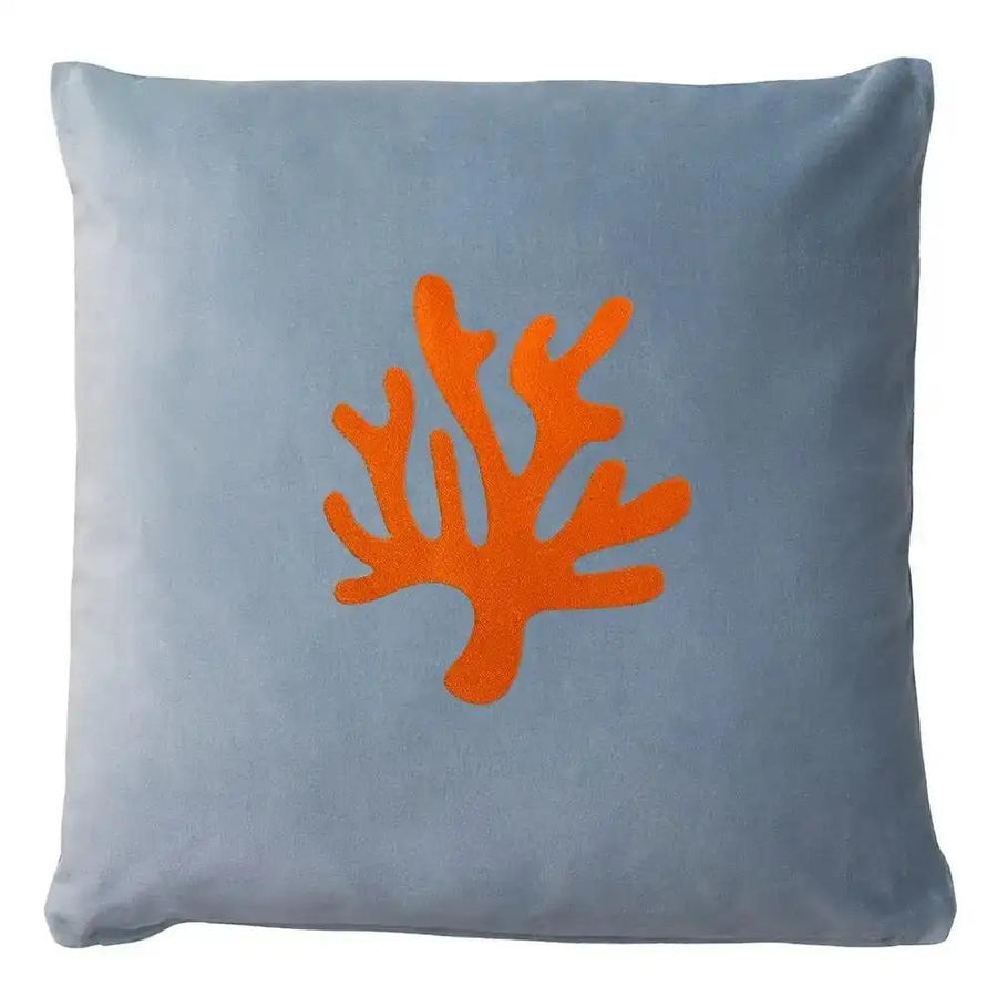 Capri Koralle Kissen Samt hellblau orange