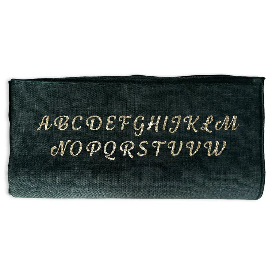 Christmas magic Serviette dunkelgruen personalsisiert.Schreibschrift