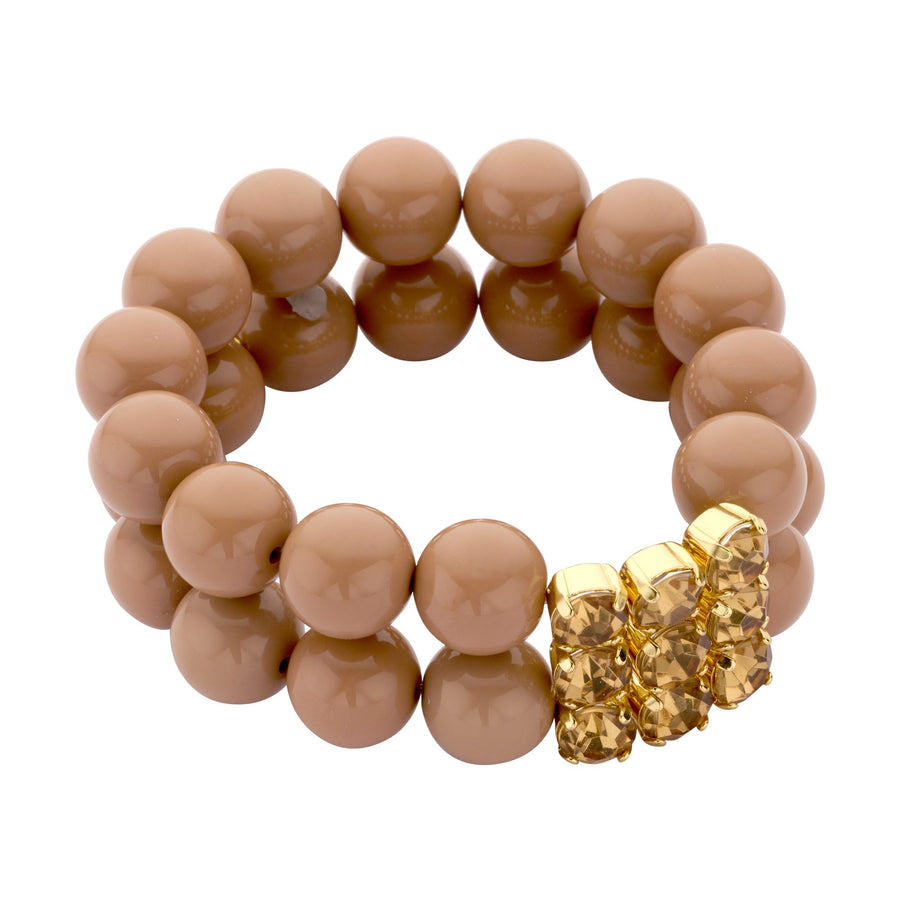 Chunky perlen armband beige steine gold