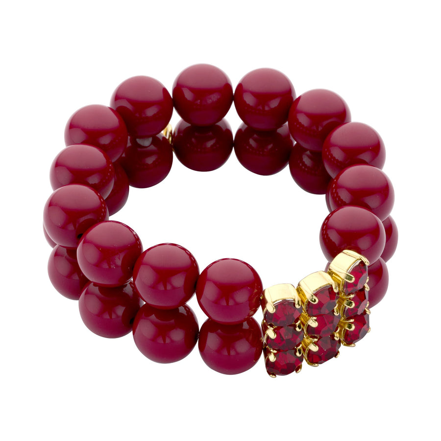 Chunky perlen armband dunkelrot steine gold