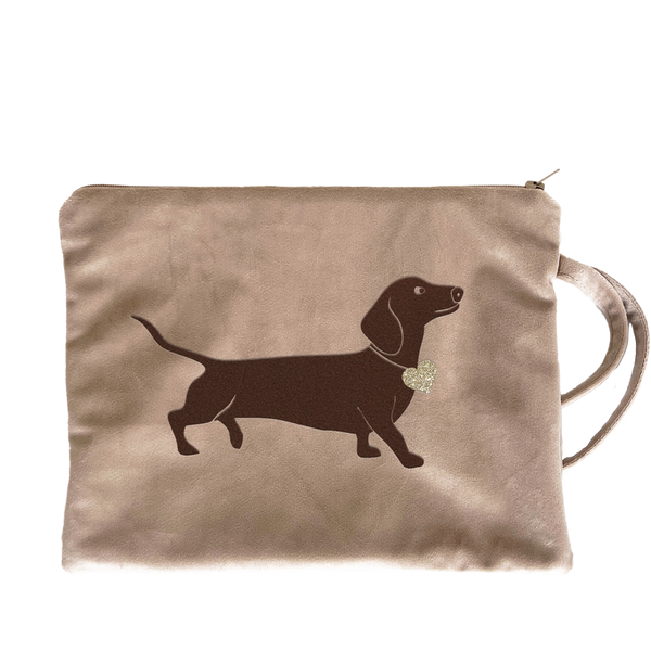 Kosmetiktasche Samt Dackel