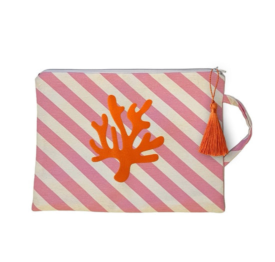 Coralle Kosmetiktasche Streifen Koralle orange