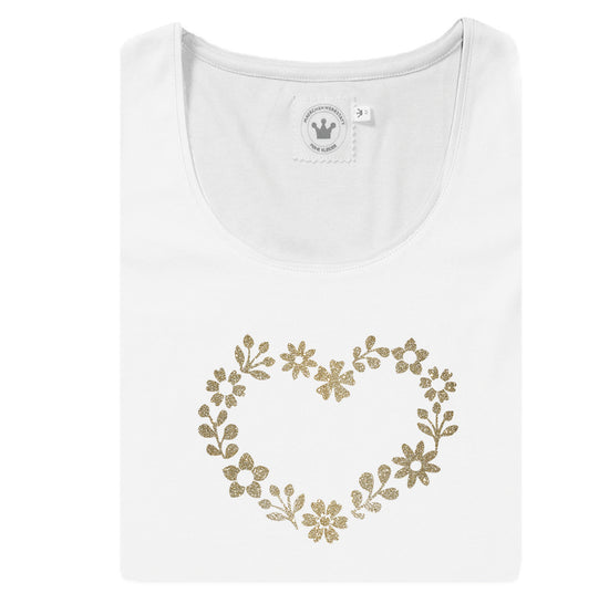 Damen T-Shirt romantisches Blumenherz