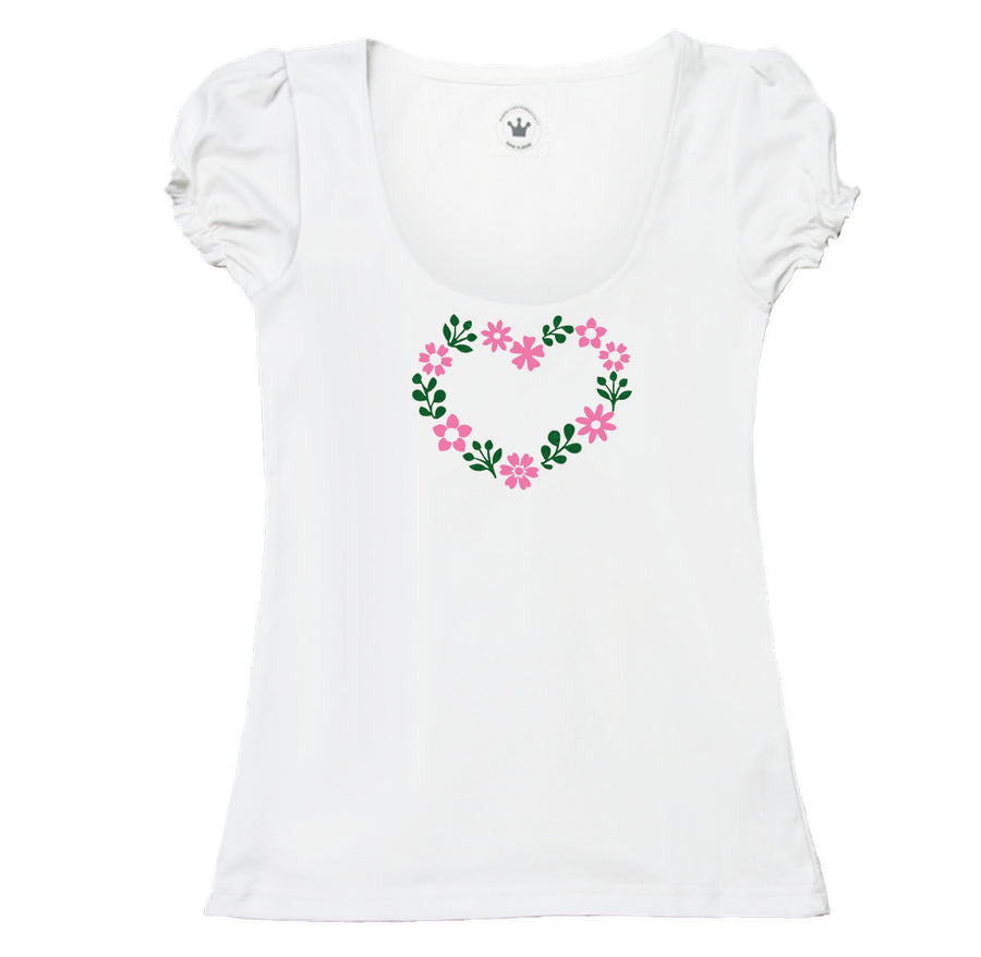 Damen T-Shirt romantisches Blumenherz Märchenwerkstatt