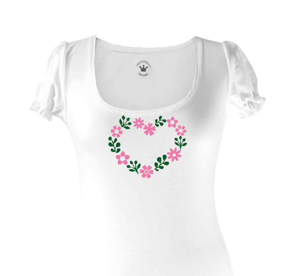 Damen T-Shirt romantisches Blumenherz Märchenwerkstatt