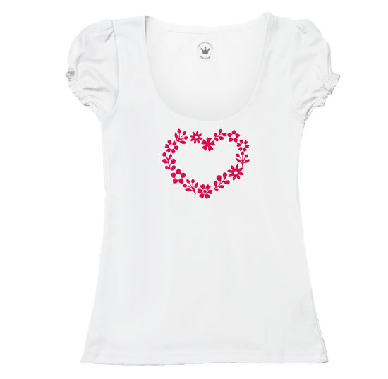 Damen T-Shirt romantisches Blumenherz Märchenwerkstatt