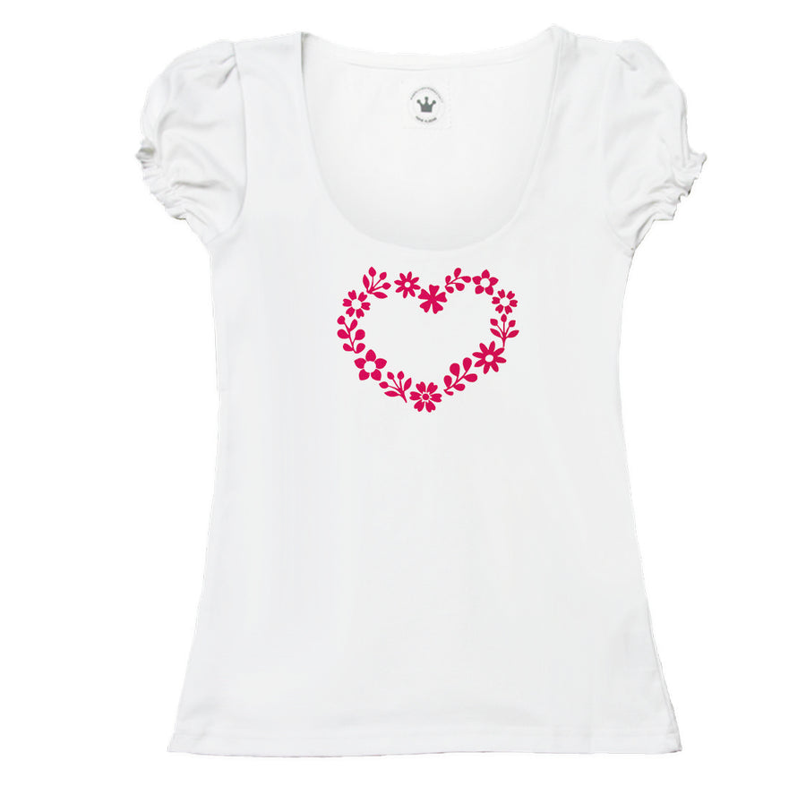 Damen T-Shirt romantisches Blumenherz Märchenwerkstatt