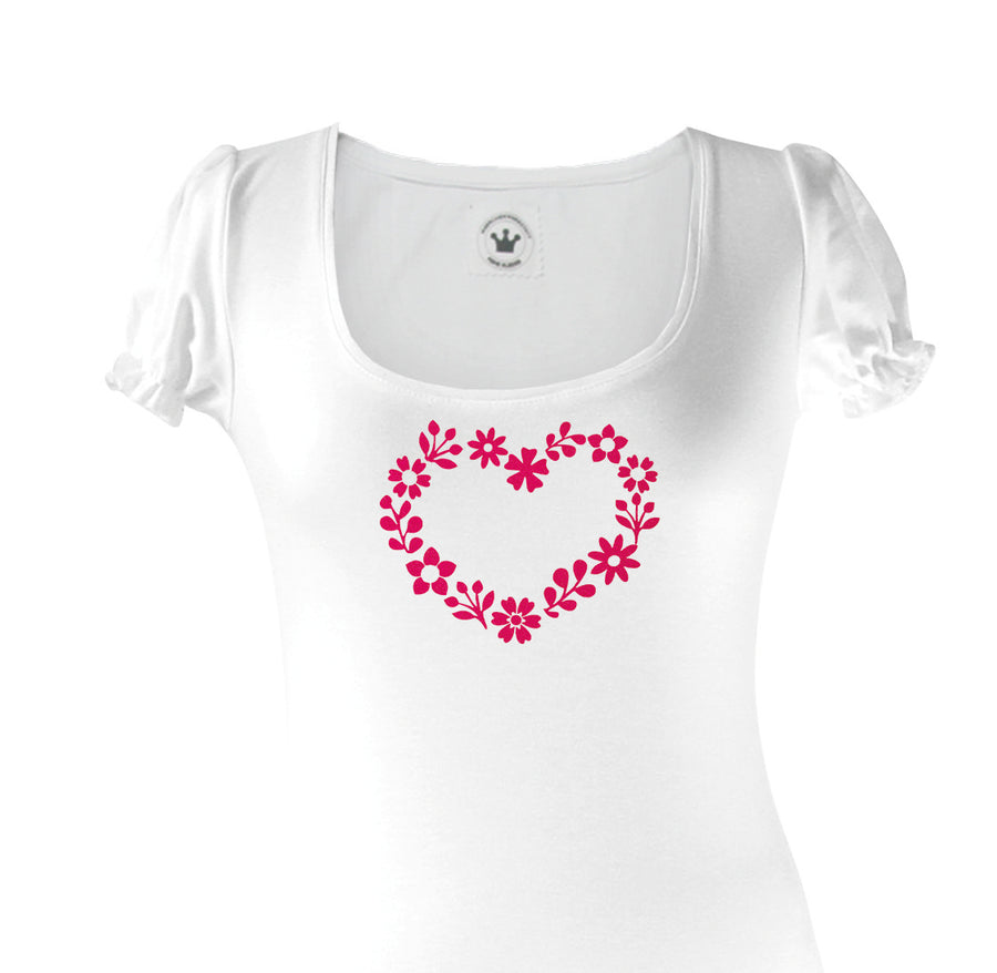 Damen T-Shirt romantisches Blumenherz Märchenwerkstatt