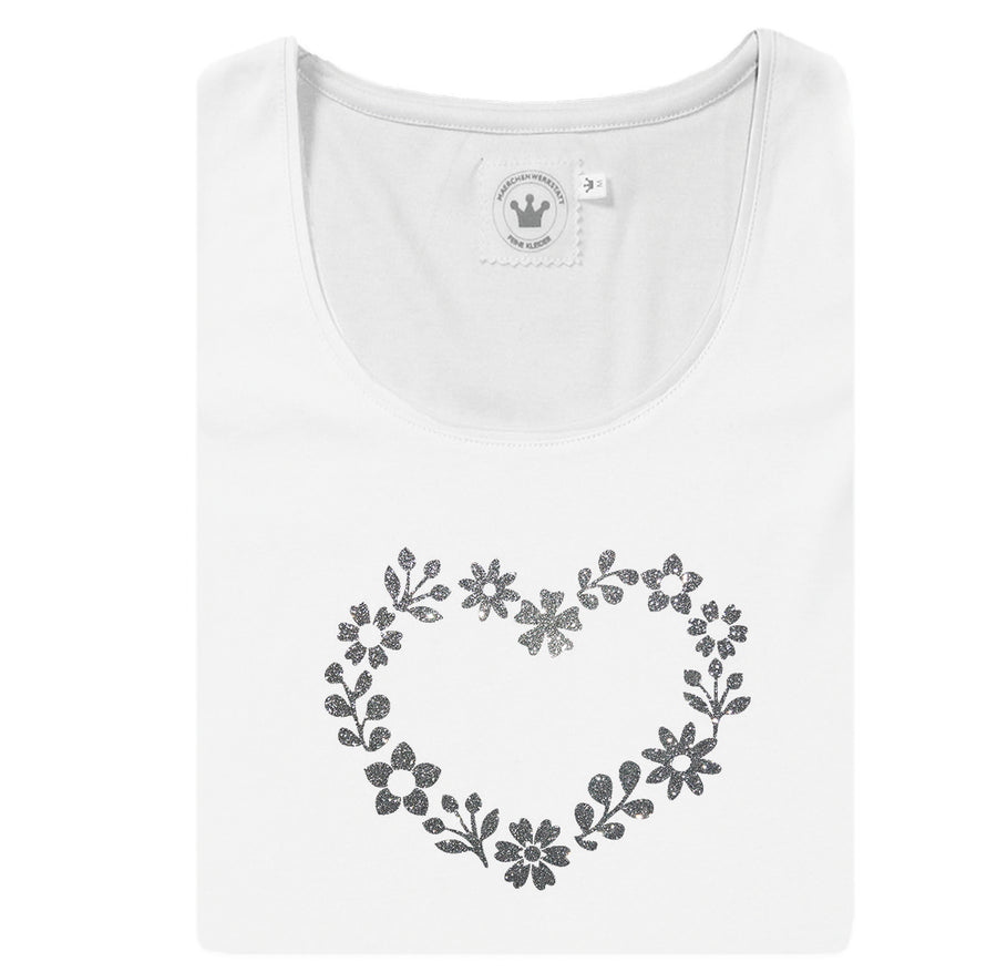 Damen T-Shirt romantisches Blumenherz Märchenwerkstatt