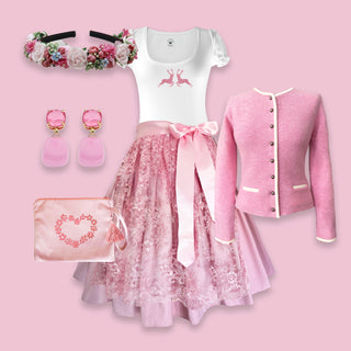 
                    
                      Damen Dirndl Spitze rosa Märchenwerkstatt Damen Dirndl ohne Mieder mit T-Shirt , Rock &amp; Schürze
                    
                  