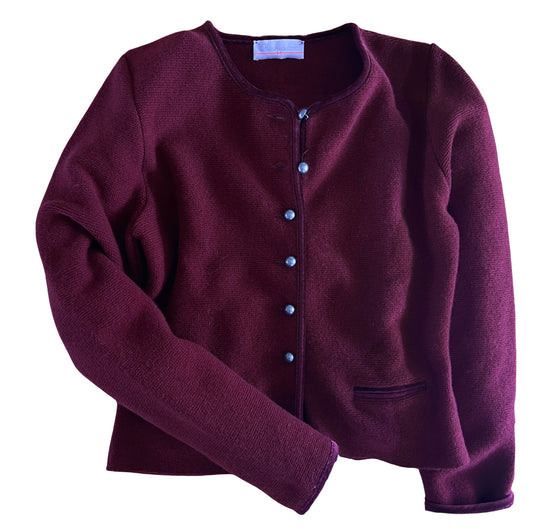 Damen Janker Strickjacke dunkelrot