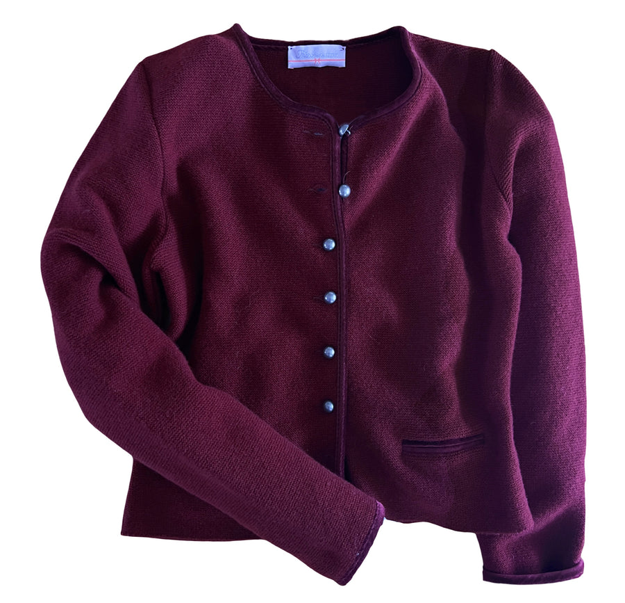 Damen Janker Strickjacke dunkelrot