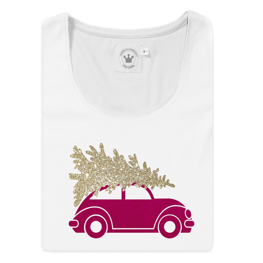Weihnachts Damen T-Shirt Christmas Auto