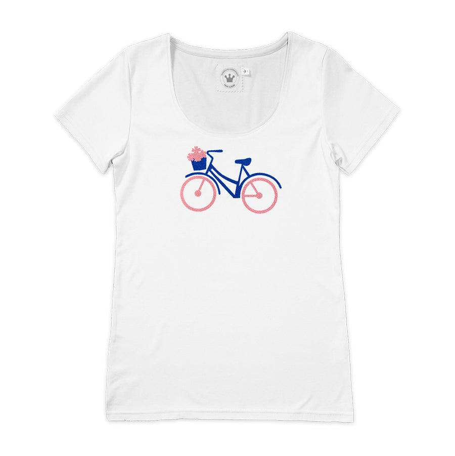 Damen Shirt Fahrrad azurblau rosa