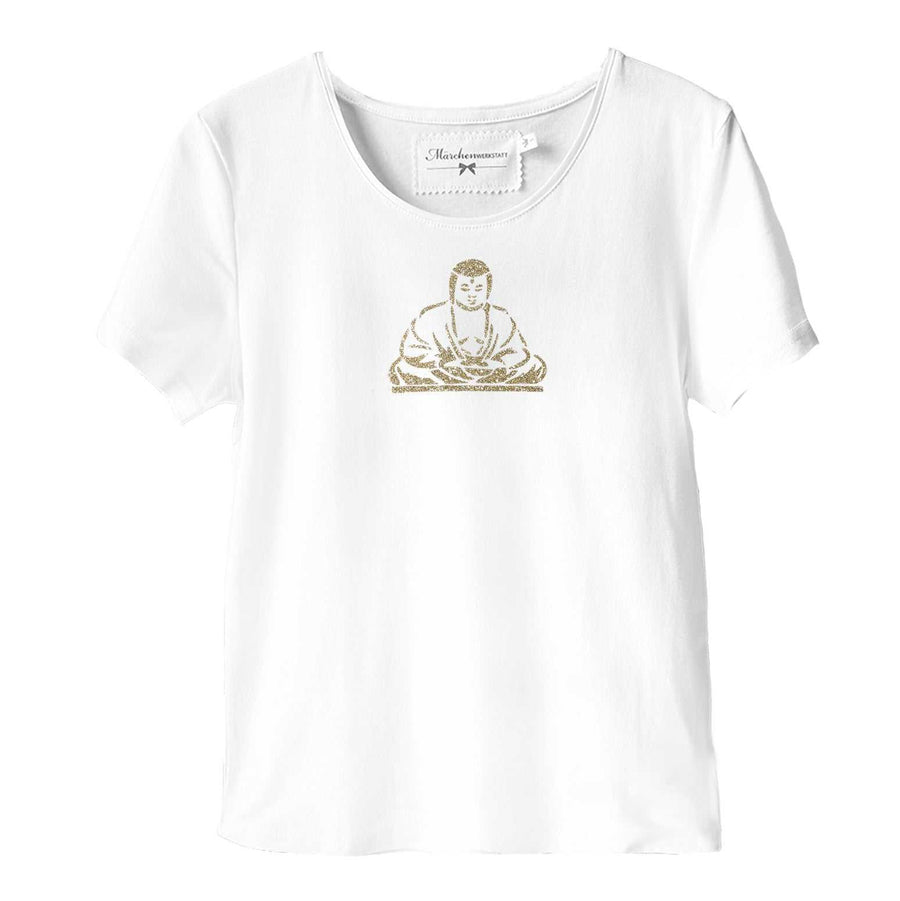 Damen T-Shirt Yoga mit Buddha Druck gold